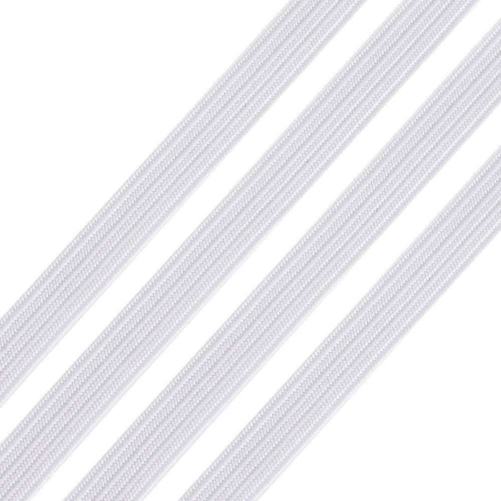 Aakriti 4 Mm Earloop Stretch Flat String Elastic Cord For Crafting, Hanging, Face Mask Making (25 M, White)