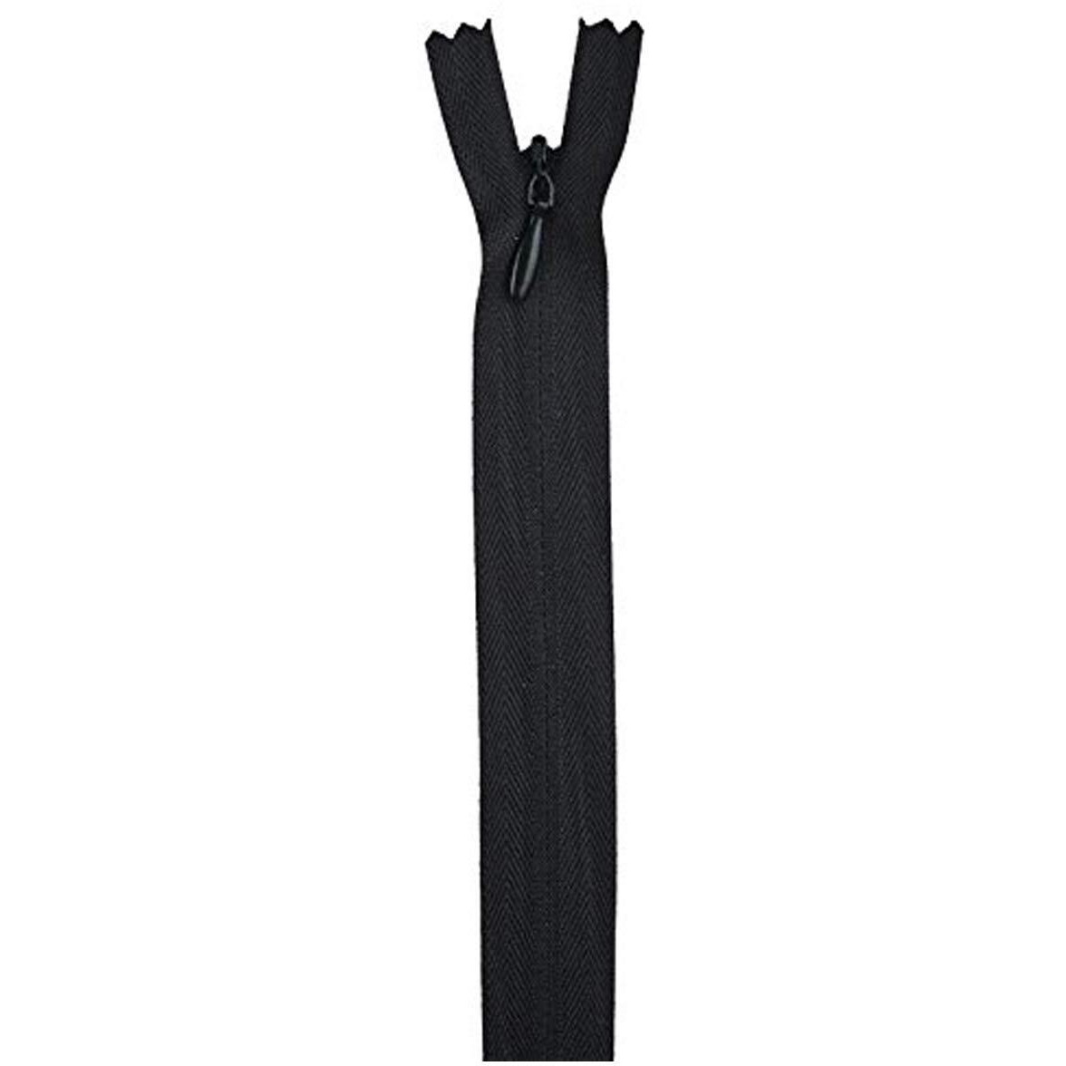 Aakriti Black Nylon Concealed Invisible Hidden Zipper For Boutique High Fashion Export Garment Dressmaking (22 Inch, Black, 10 Pcs)