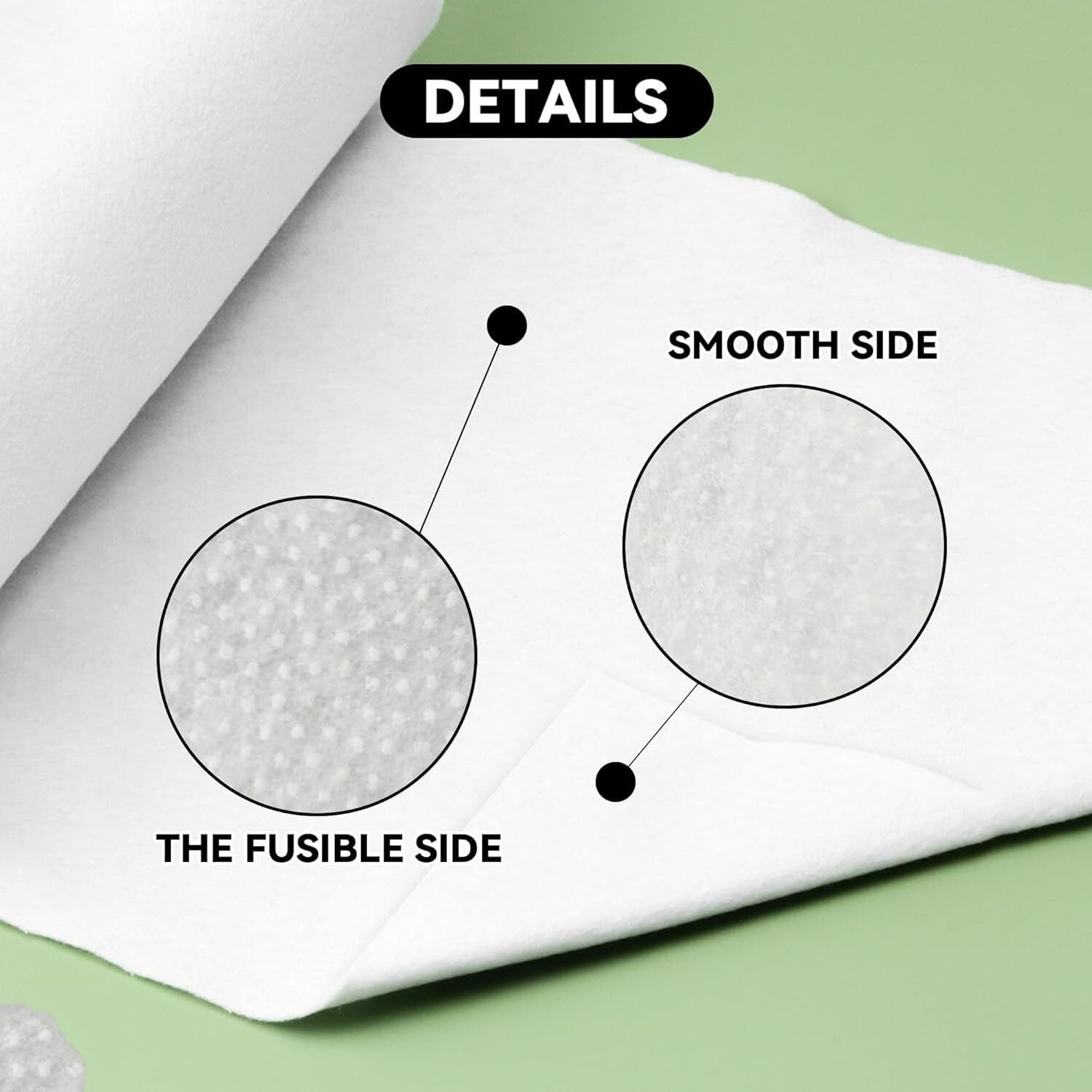 Jainsons Soft Fusible Interfacing Microdot Non Woven For Collar Pasting, Tailoring, Finishing Necklines 100 Meter (White)