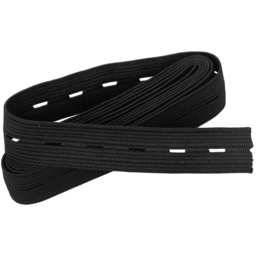 Jainsons Kaj Elastic Bands Spool Sewing Cord With 2 Cm Buttonhole (Black, 0.75")