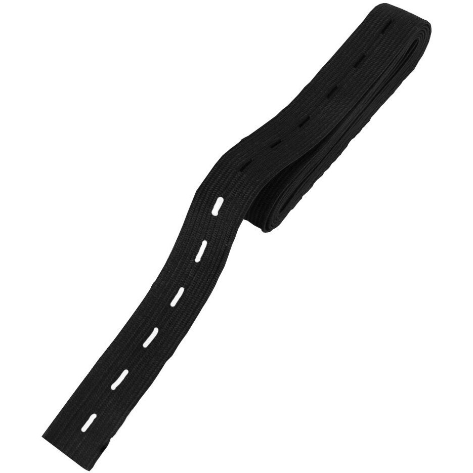 Jainsons Kaj Elastic Bands Spool Sewing Cord With 2 Cm Buttonhole (Black, 0.75")