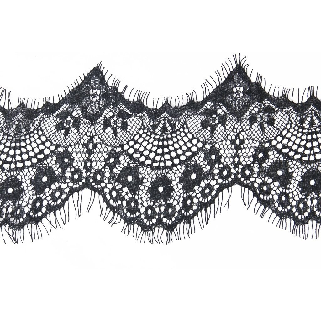 Nf&E 3 Yard 10Cm Lace Stretch Border Trim Diy Sewing Appliques Large Black Floral