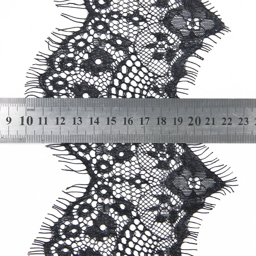 Nf&E 3 Yard 10Cm Lace Stretch Border Trim Diy Sewing Appliques Large Black Floral