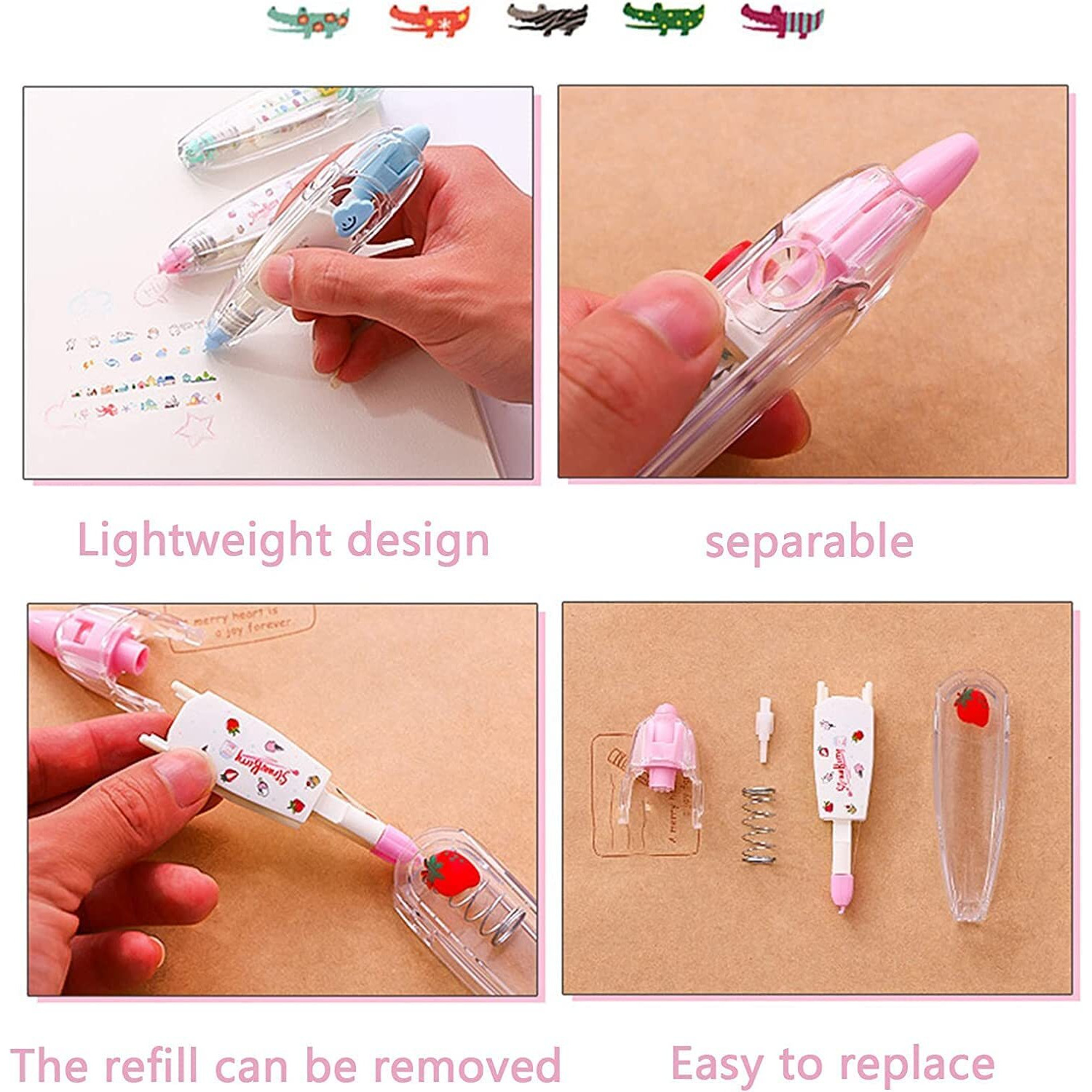 Asuvek Decoration Tape Cute Novelty Sticker Pen Machine Decorative Correction Tape For Scrapbooking Diary Planner Journal Diy Crafts Stationery Masking Tape () (Design May Vary)