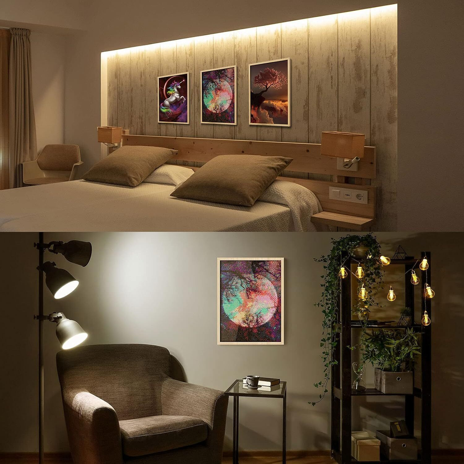 5D Diamond Painting By Number Kit, Bright Moon Full Drill Embroidery Cross Stitch Picture Supplies Arts Craft Wall Sticker Decor 11.8X15.8 Inch