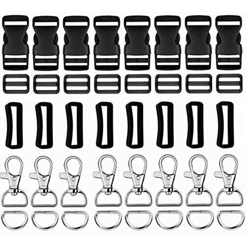 Diy Crafts Pack Of 100 Pcs, Multi Accessories Utility Set, Key Chain Hooks With Key Rings 1Inch Flat Side Release Buckles, D Rings Sliding Buckle For(Pack Of 100 Pcs, Multi Accessories Utility Set)
