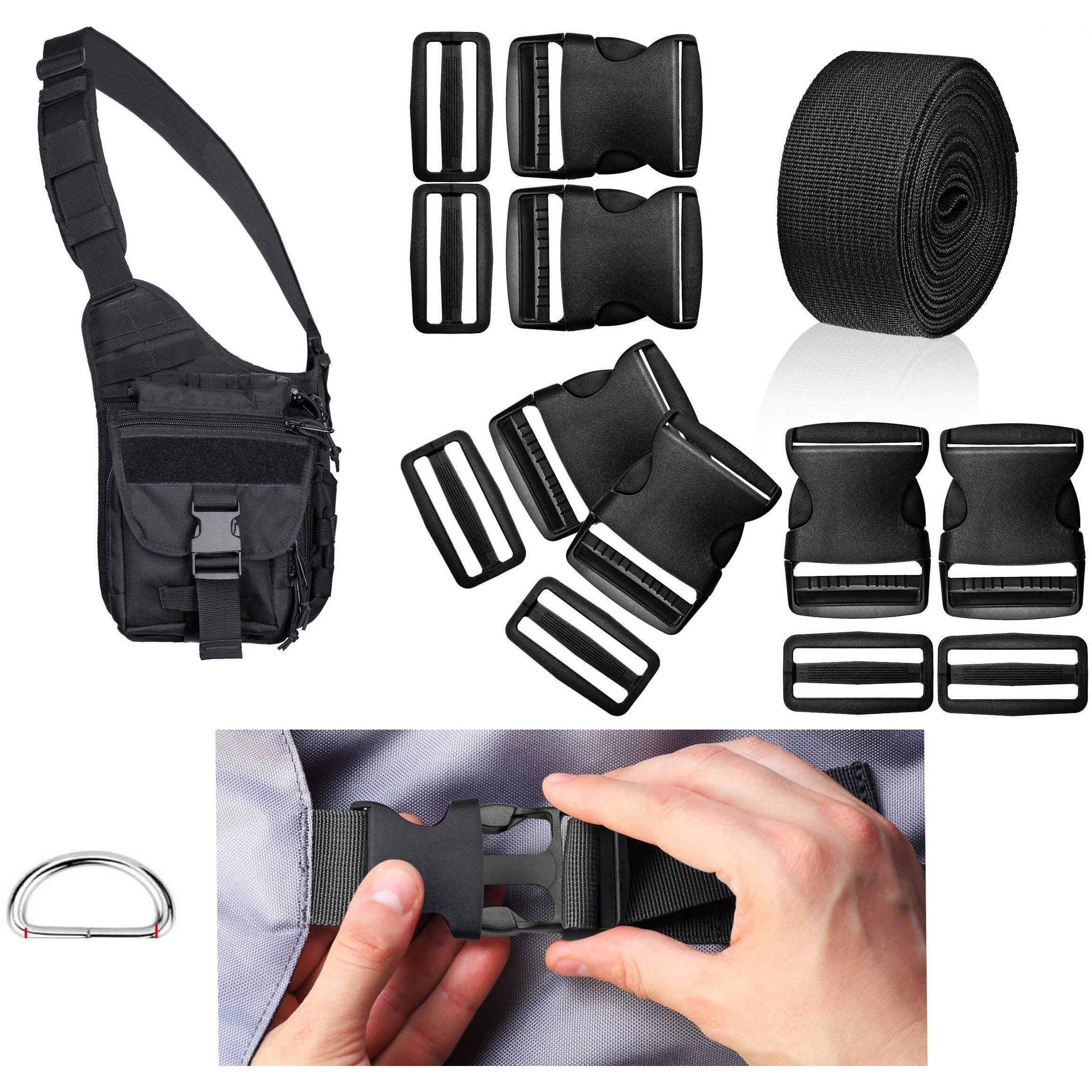 Diy Crafts 2&quot Inches Plastic Quick Release Buckles Flat Shape Buckles And Tri-Glide Slides With Yards 2&quot Inches Wide Polypro Webbing For Strap Making (Pack Of 450 Pcs, Multi Accessories Utility Set)