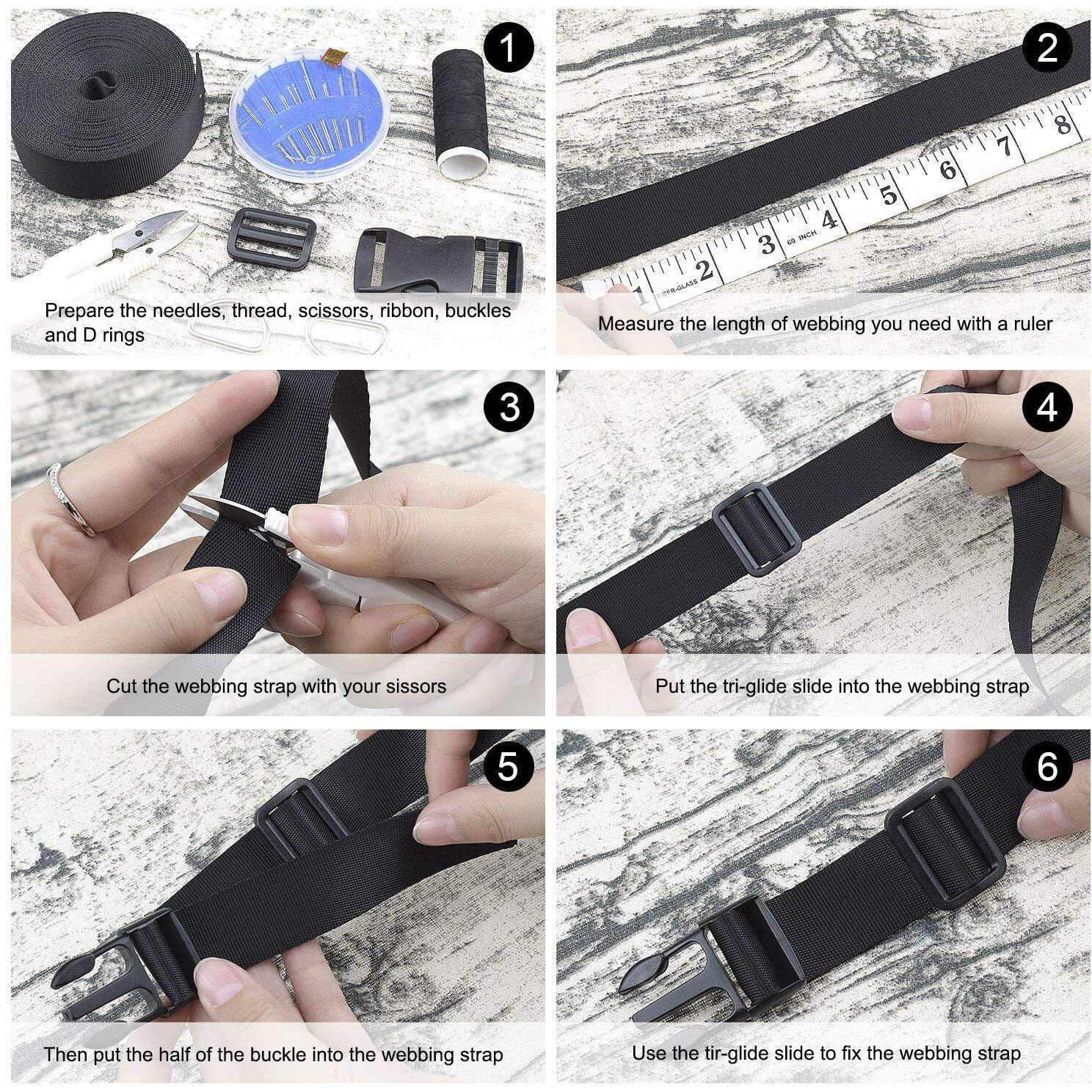 Diy Crafts 2&quot Inches Plastic Quick Release Buckles Flat Shape Buckles And Tri-Glide Slides With Yards 2&quot Inches Wide Polypro Webbing For Strap Making (Pack Of 450 Pcs, Multi Accessories Utility Set)