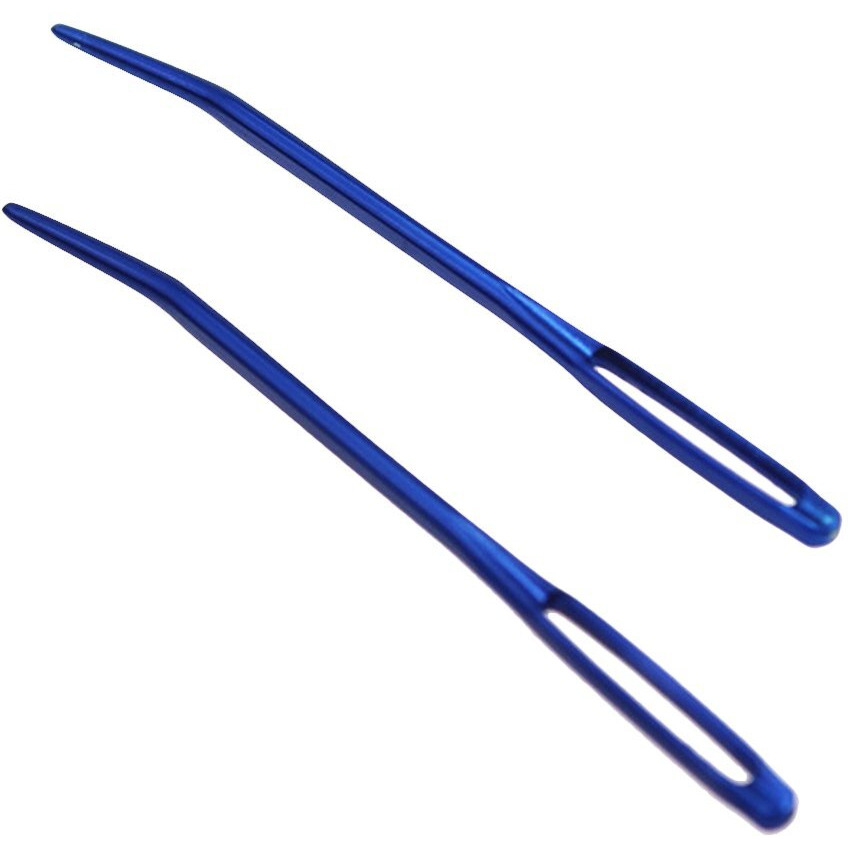 Phenovo 2 Pieces Aluminium Alloy Large-Eye Blent Needles Yarn Knitting Tapestry Needles