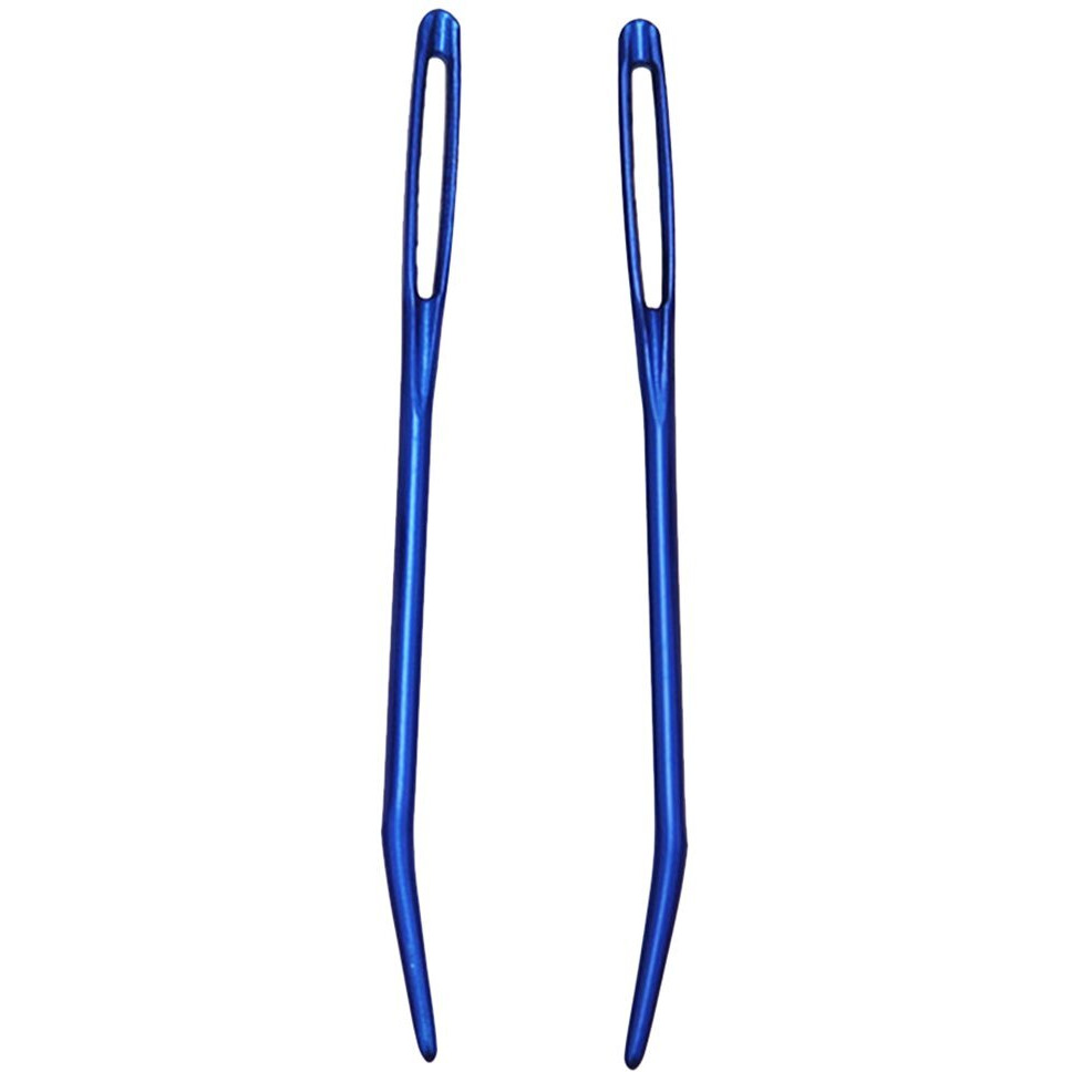 Phenovo 2 Pieces Aluminium Alloy Large-Eye Blent Needles Yarn Knitting Tapestry Needles