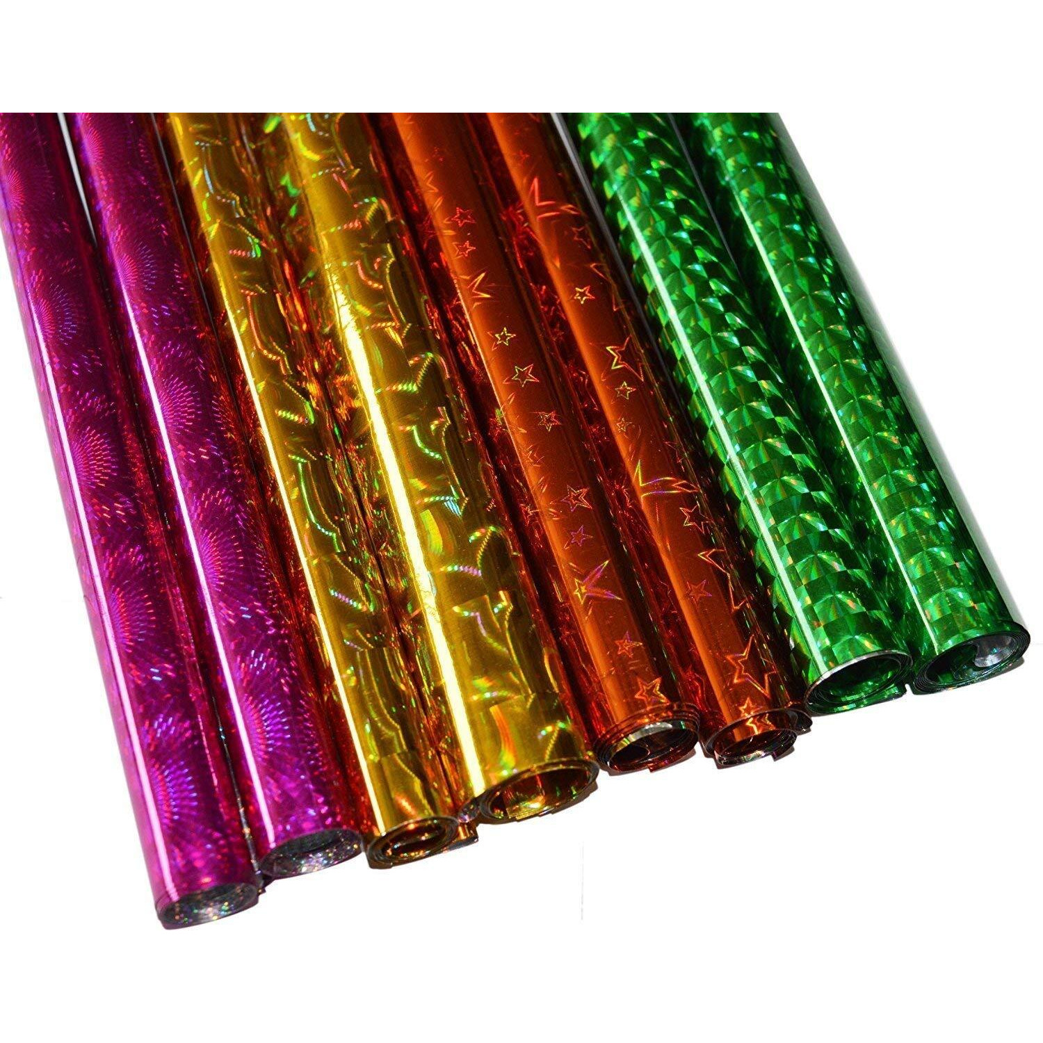 Hookcart Plastic Holographic Metallic Gift Paper Wrapping Sheets Gift Wrapping Paper Roll 70Cm X 50Cm 25-Sheets (Multicolour)