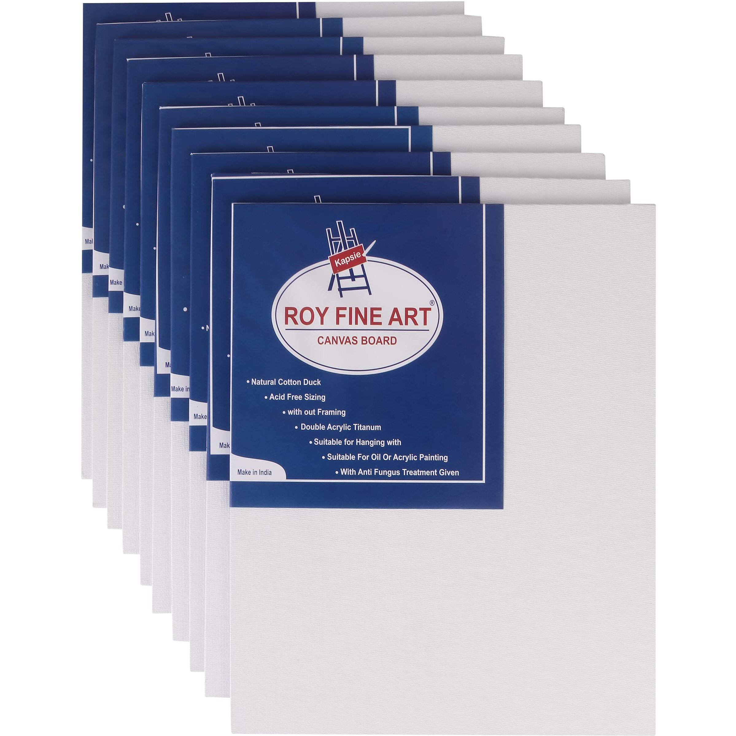 Worison Roy Fine Art Cotton Canvas Board Medium Grain 3 X 3 Inch With 4Mm Board Backing - Pack Of 15 - White