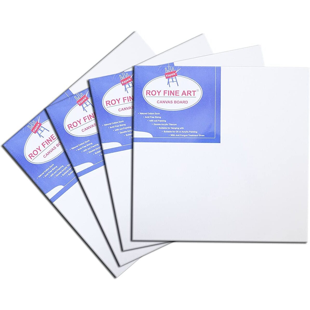Worison Roy Fine Art Cotton Canvas Board Medium Grain 3 X 3 Inch With 4Mm Board Backing - Pack Of 15 - White