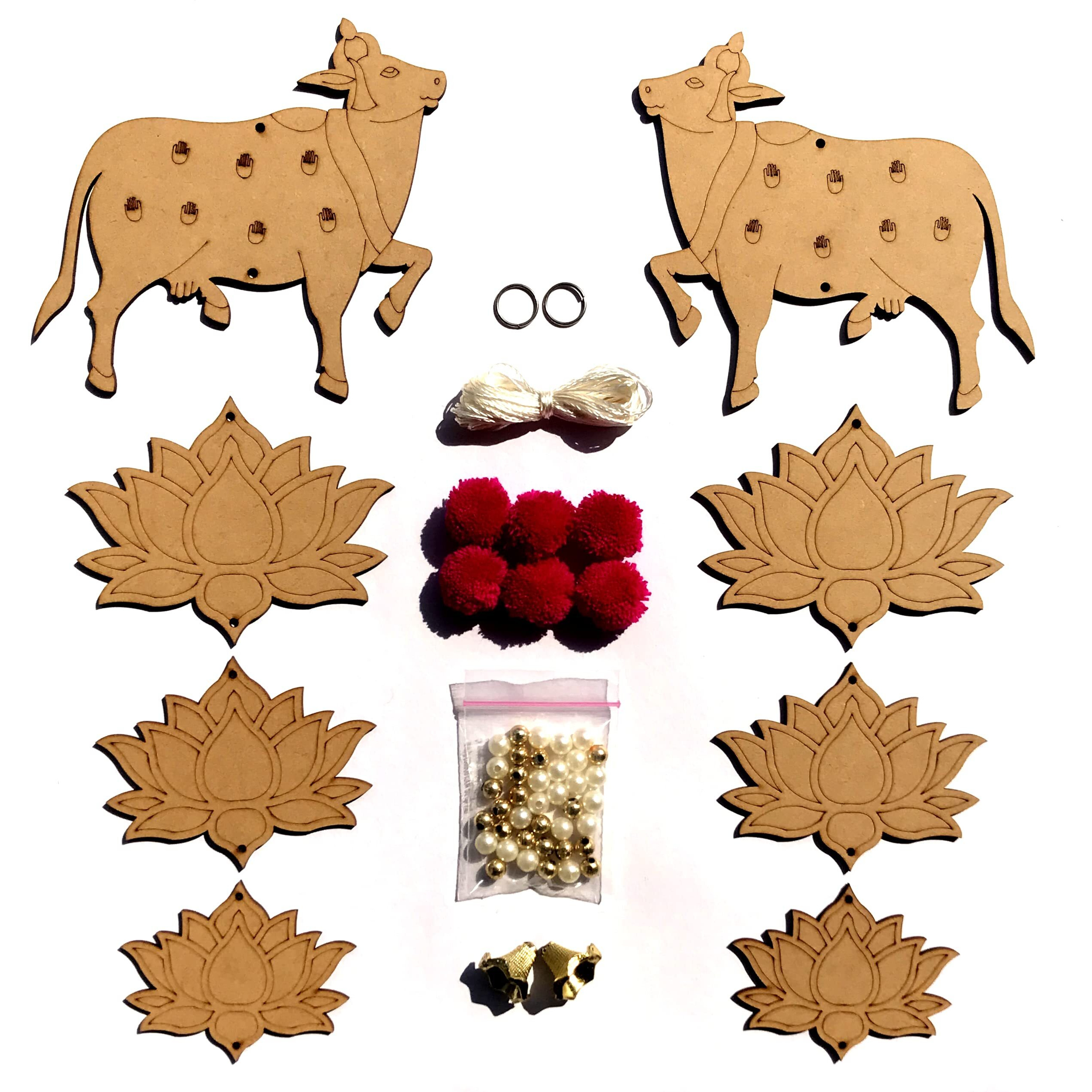 The Brown Box Pichwai Painting Mdf Cutouts,Pichwai Cow Cutouts,Art And Craft Kit For Adults,Lotus Cutouts,Hobby Kit,Wall Hanging Decor.