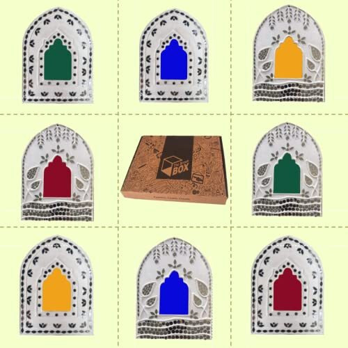 The Brown Box-Lippan Art Wall Decor,Jharokha Wall Decor,Handicraft Items For Home Decor,Handicraft Gifts,Handmade,Traditional Decoration,Festival Decor,Housewarming Gift,Antique Decor (Leaf, Red)