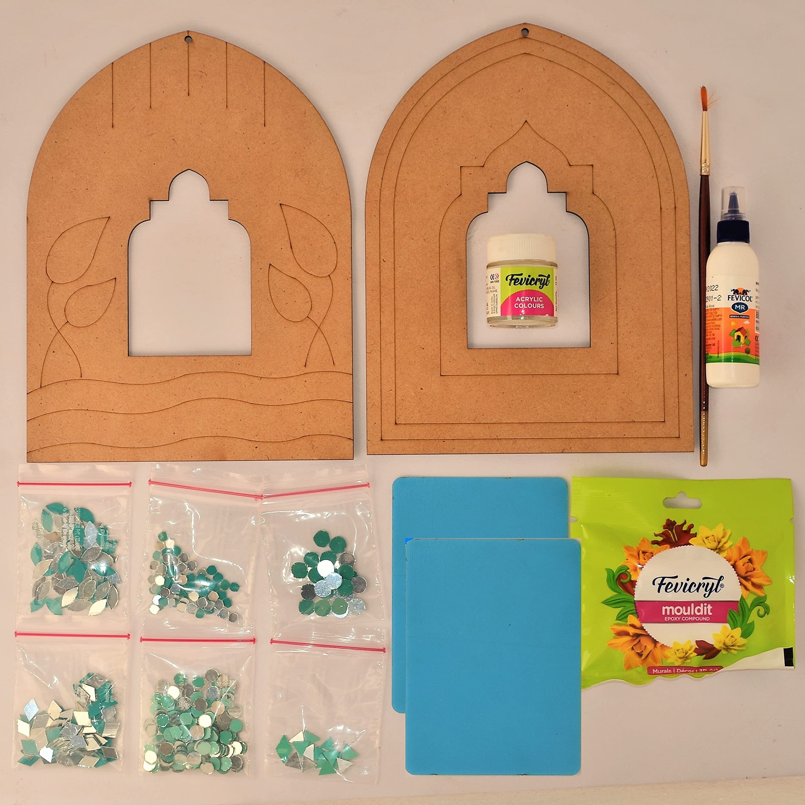 The Brown Box Lippan Art Kit,Art And Craft Kit,Craft Kit,Craft Kit For Adults,Hobby Kit,Diy Kit,Jharokha Mdf Cutout,Gift For Girls Age 10-15