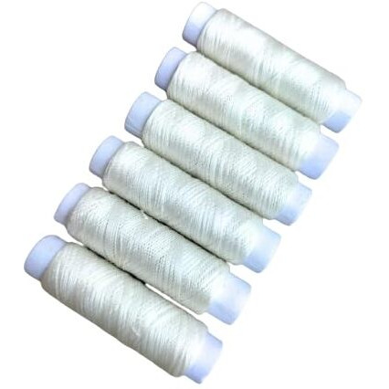 Hookcart Nylon Yarn Thread For Beading Jewellery And Craft Making, White, Pack Of 6, Each Roll 200 Mtr