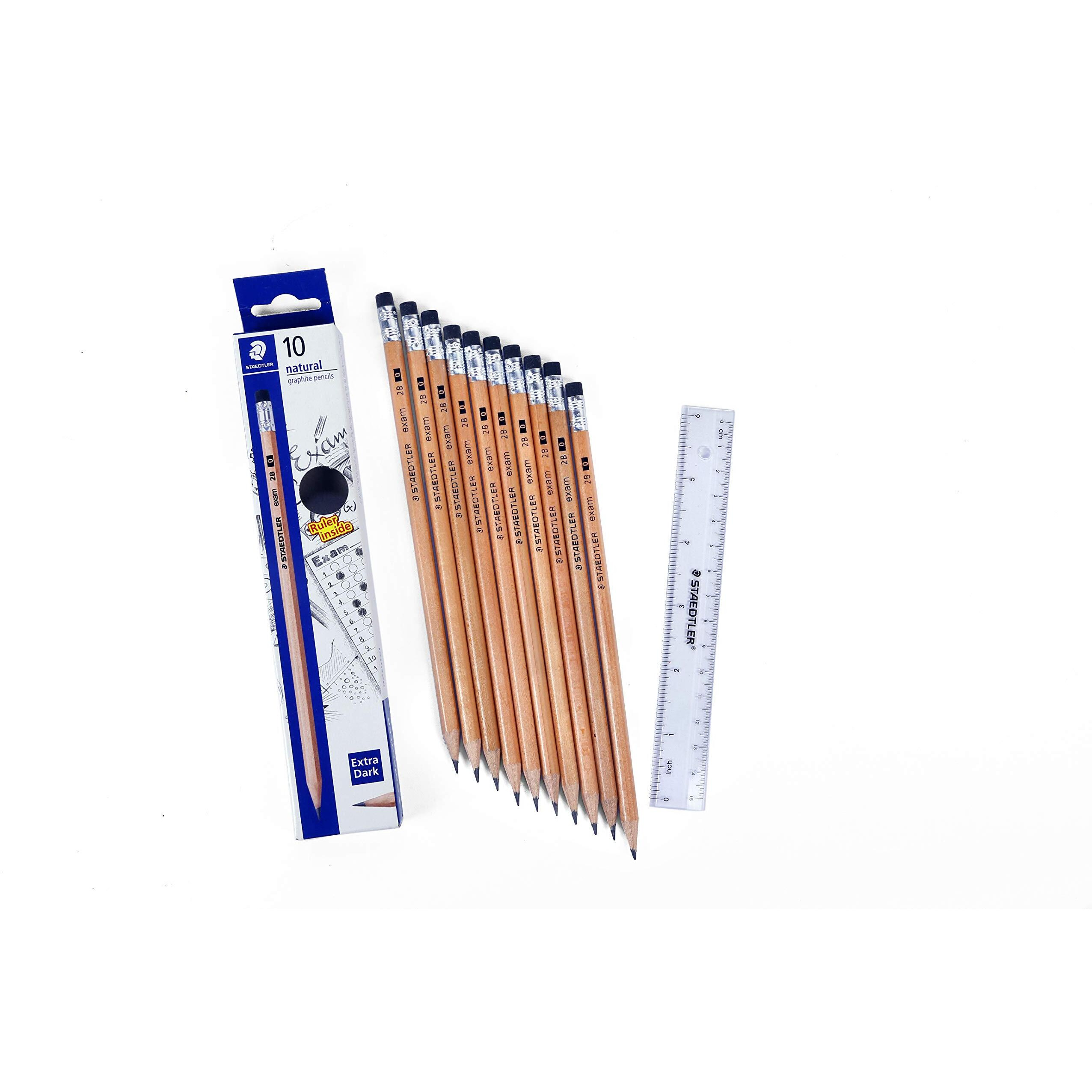 Staedtler Exam Pencils In Natural Wood Barrel In Pack Of 10 Nos. With Ruler