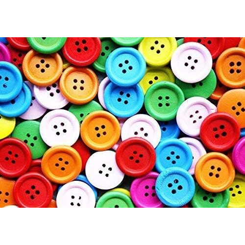 EsKube Diy Wooden Buttons Used In Art & Craft Sewing, Scrap Booking, Decorations (Multicolor, 1.5 X 1.5 Cm) - 100 Pieces