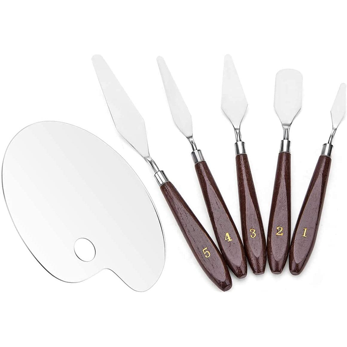 EsKube Acrylic & Oil Palette Combo Set Includes 1 Pc Clear Acrylic Paint Palette (25 X 15 Cms) & 5 Pcs Painting Palette Knives
