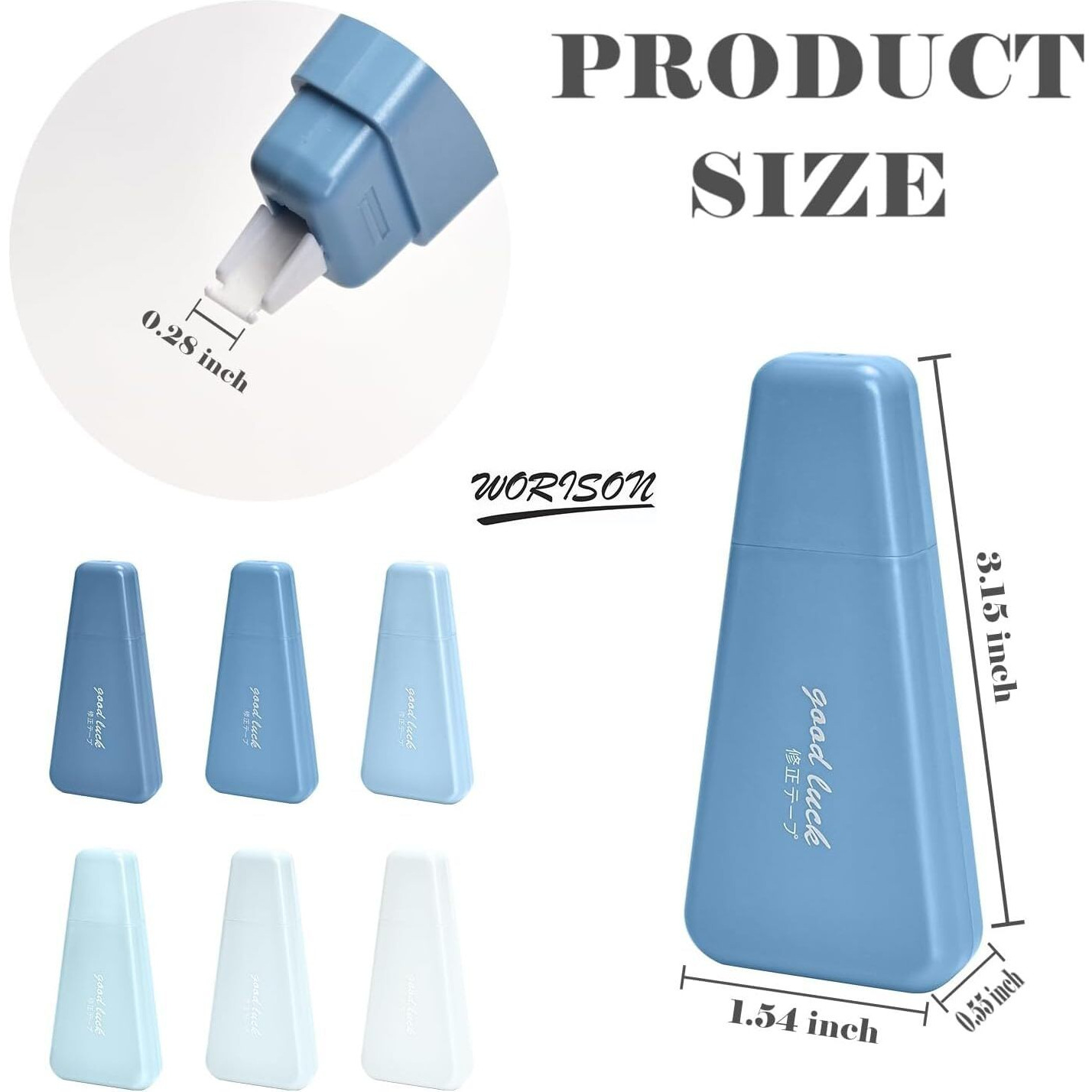 Worison Pastel Blue 6Pcs White Out Correction Tapes, Whiteout Tape For Instant Corrections