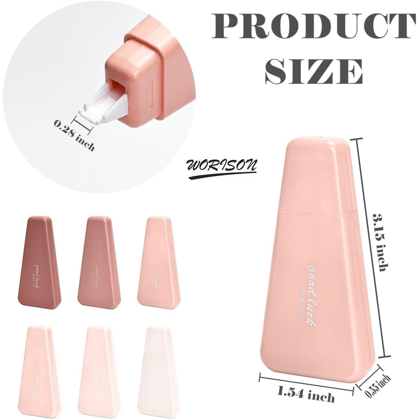 Worison Pastel Pink 6Pcs White Out Correction Tapes, Whiteout Tape For Instant Corrections