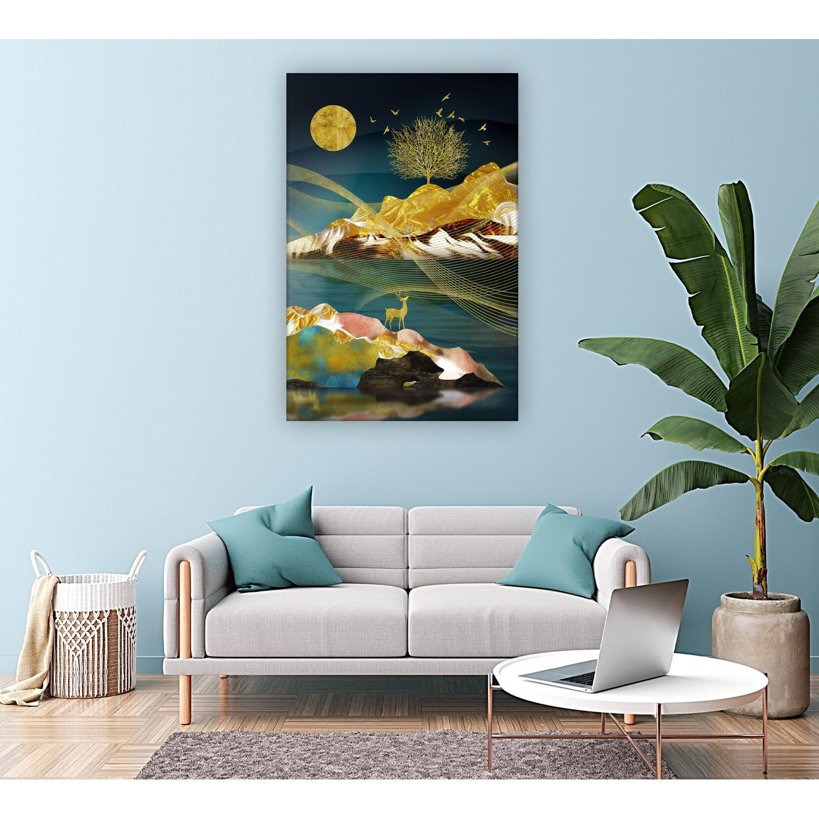 Amazon Brand - Umi Rolled Sparkled Modern Art Vinyl Art Print For Room Dcor Digital Reprint 36 Inch X 24 Inch Painting (Style 9)