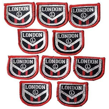 Paushak Boutique Cotton Silver And Red, Black Embroidery Stiching Applique Patches (Pieces 10)