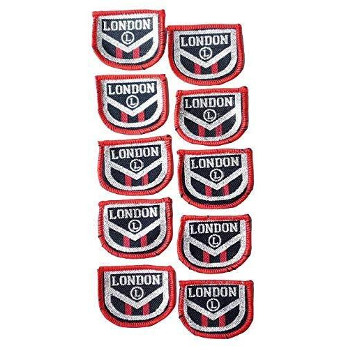 Paushak Boutique Cotton Silver And Red, Black Embroidery Stiching Applique Patches (Pieces 10)
