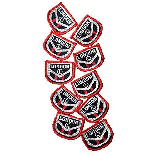 Paushak Boutique Cotton Silver And Red, Black Embroidery Stiching Applique Patches (Pieces 10)