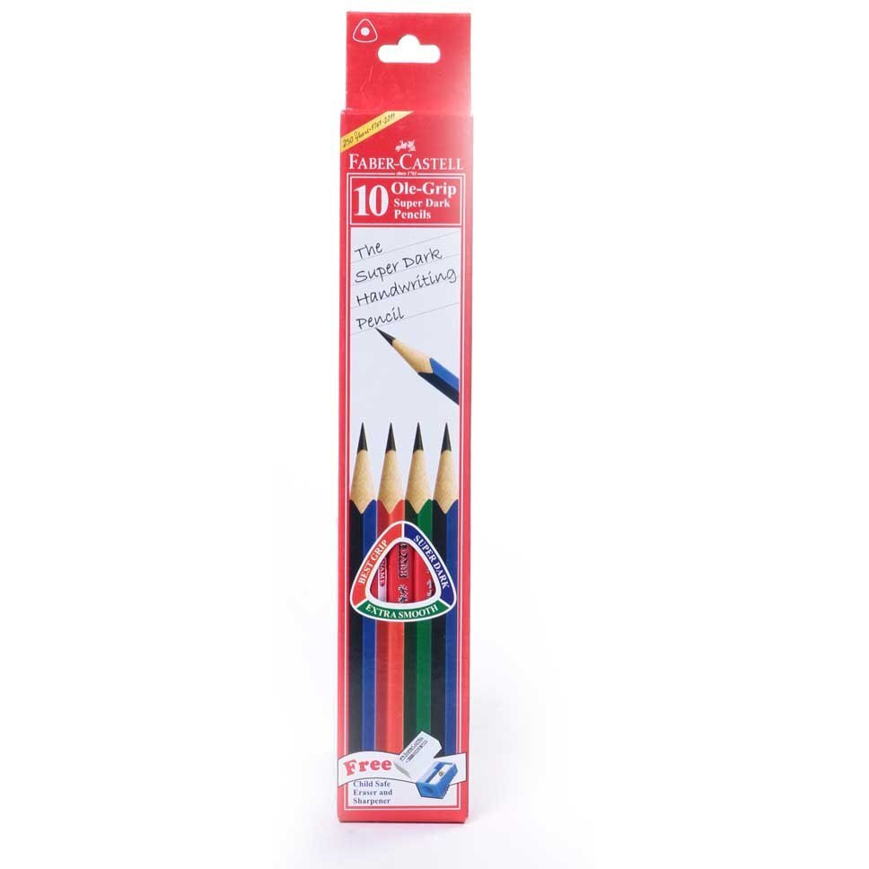 Faber-Castell Ole Grip Super Dark Pencils-Pack Of 10|Blue