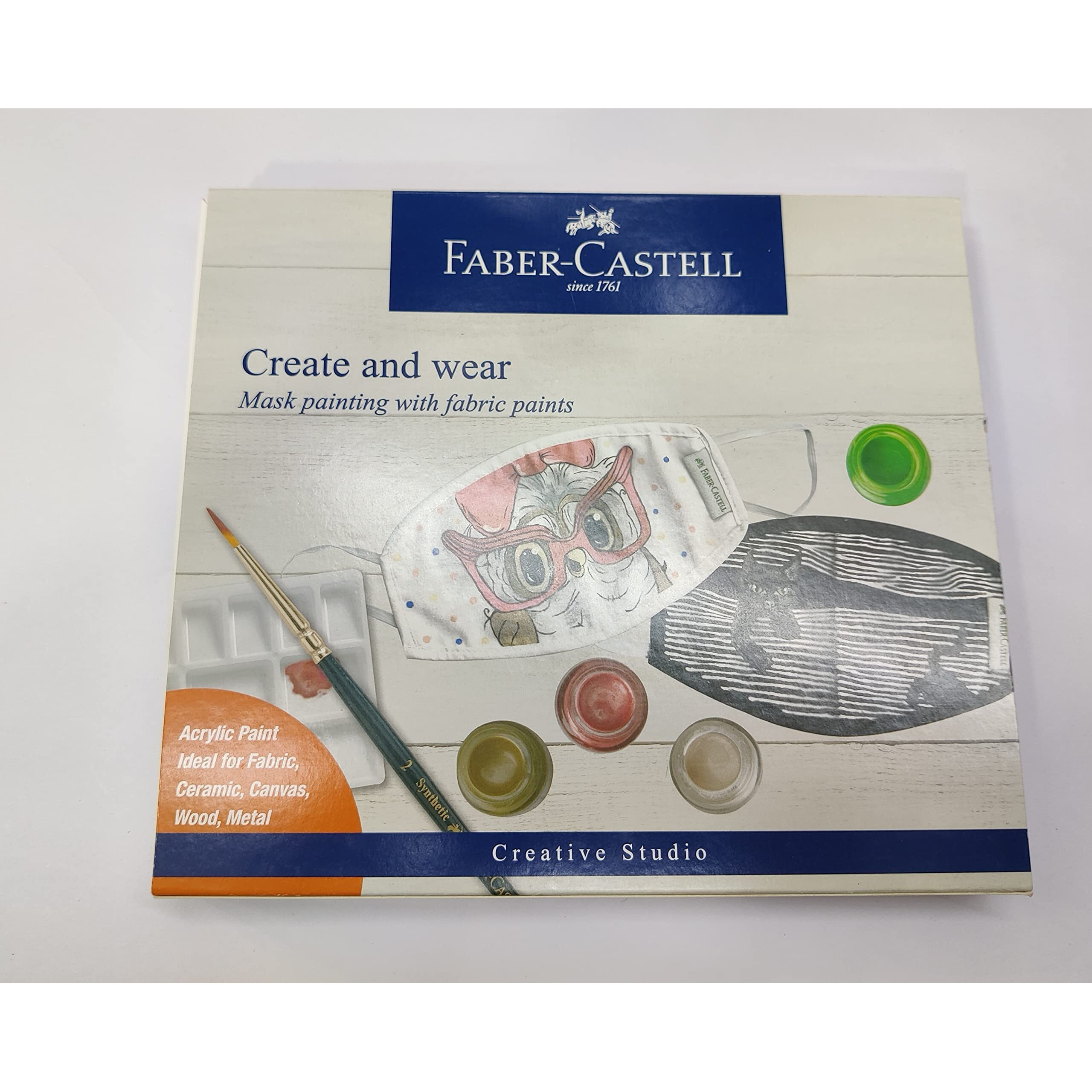 A.W.Faber-Castell I Pvt Creative Studio Create And Wear Diy Kit Mask Painting With Fabric Colours, Small, Multicolor