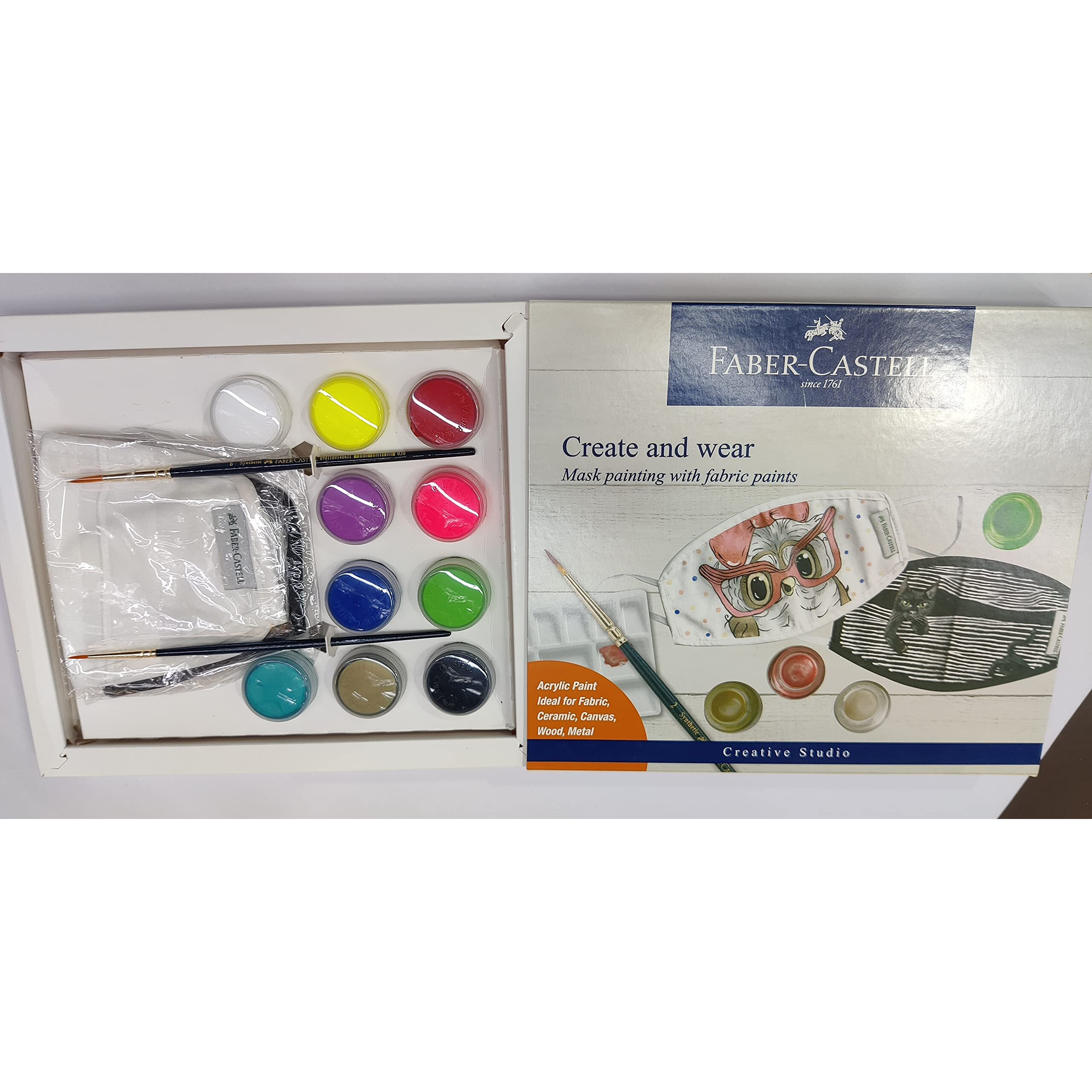 A.W.Faber-Castell I Pvt Creative Studio Create And Wear Diy Kit Mask Painting With Fabric Colours, Small, Multicolor