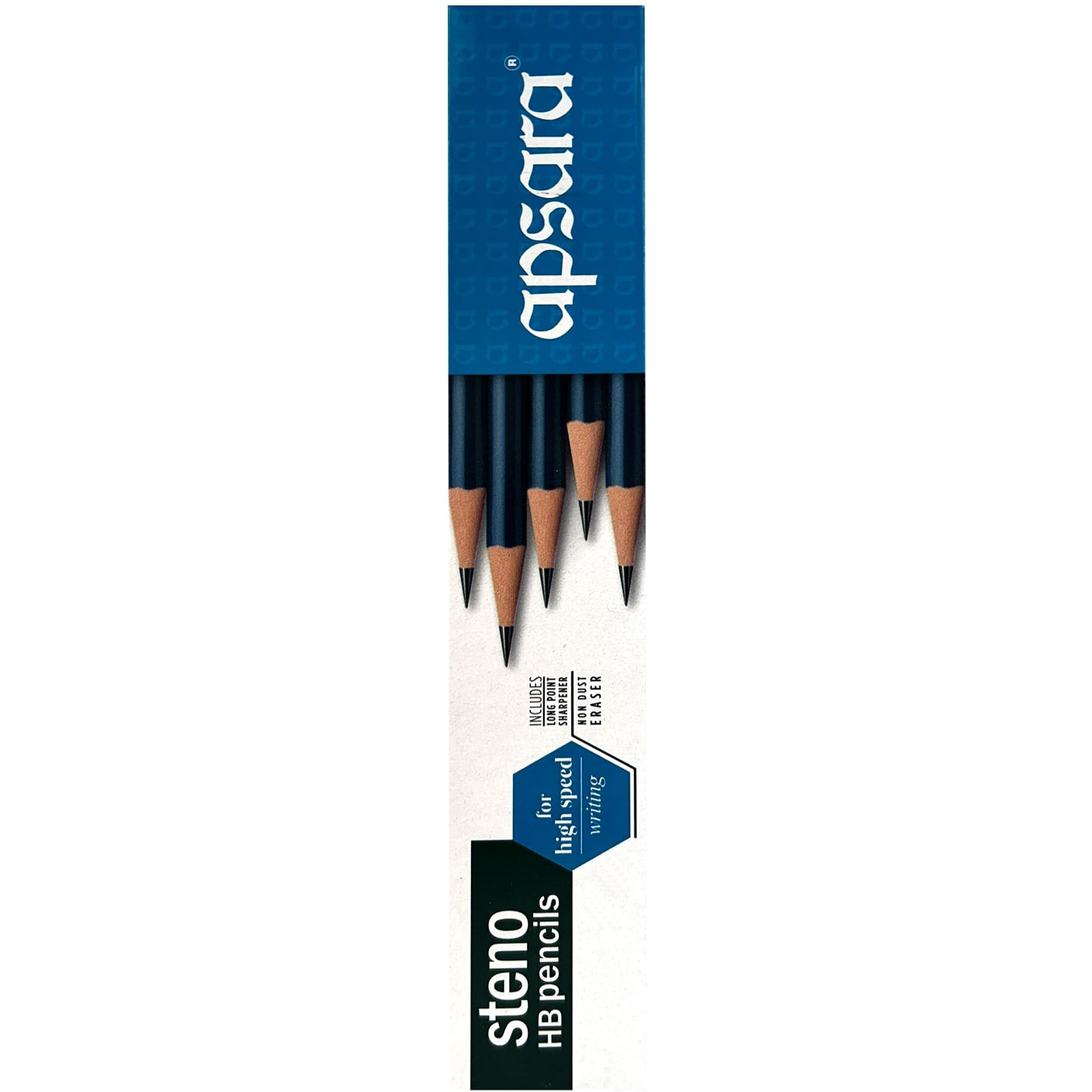 Apsara Steno Hb Pencil | Specific Pencil Designed Primarily For Stenography | Extra Fine & Pressure Free Grip | Soft & Strong Lead | Use For School, College Students & Office Person | (Pack Of 10)