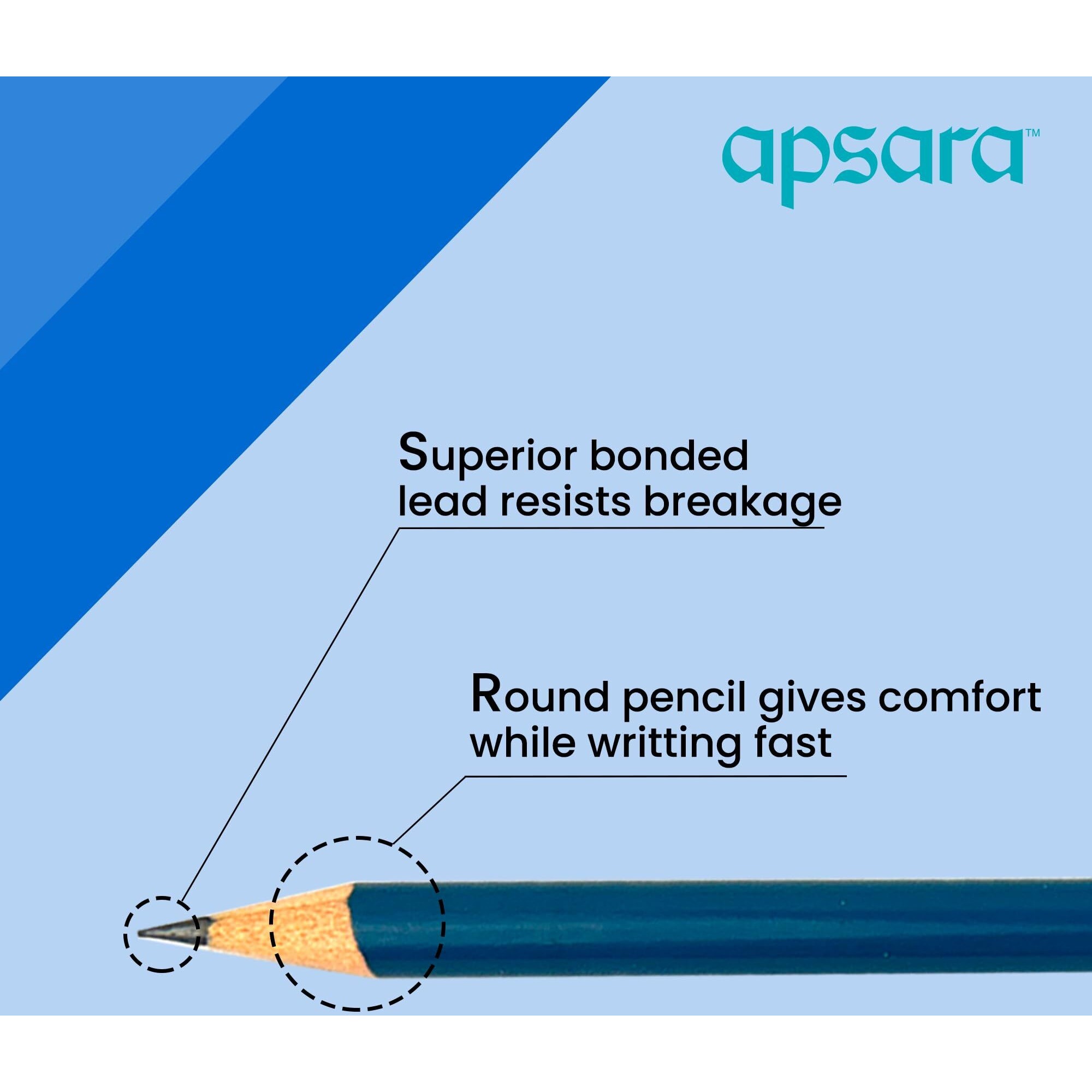 Apsara Steno Hb Pencil | Specific Pencil Designed Primarily For Stenography | Extra Fine & Pressure Free Grip | Soft & Strong Lead | Use For School, College Students & Office Person | (Pack Of 10)