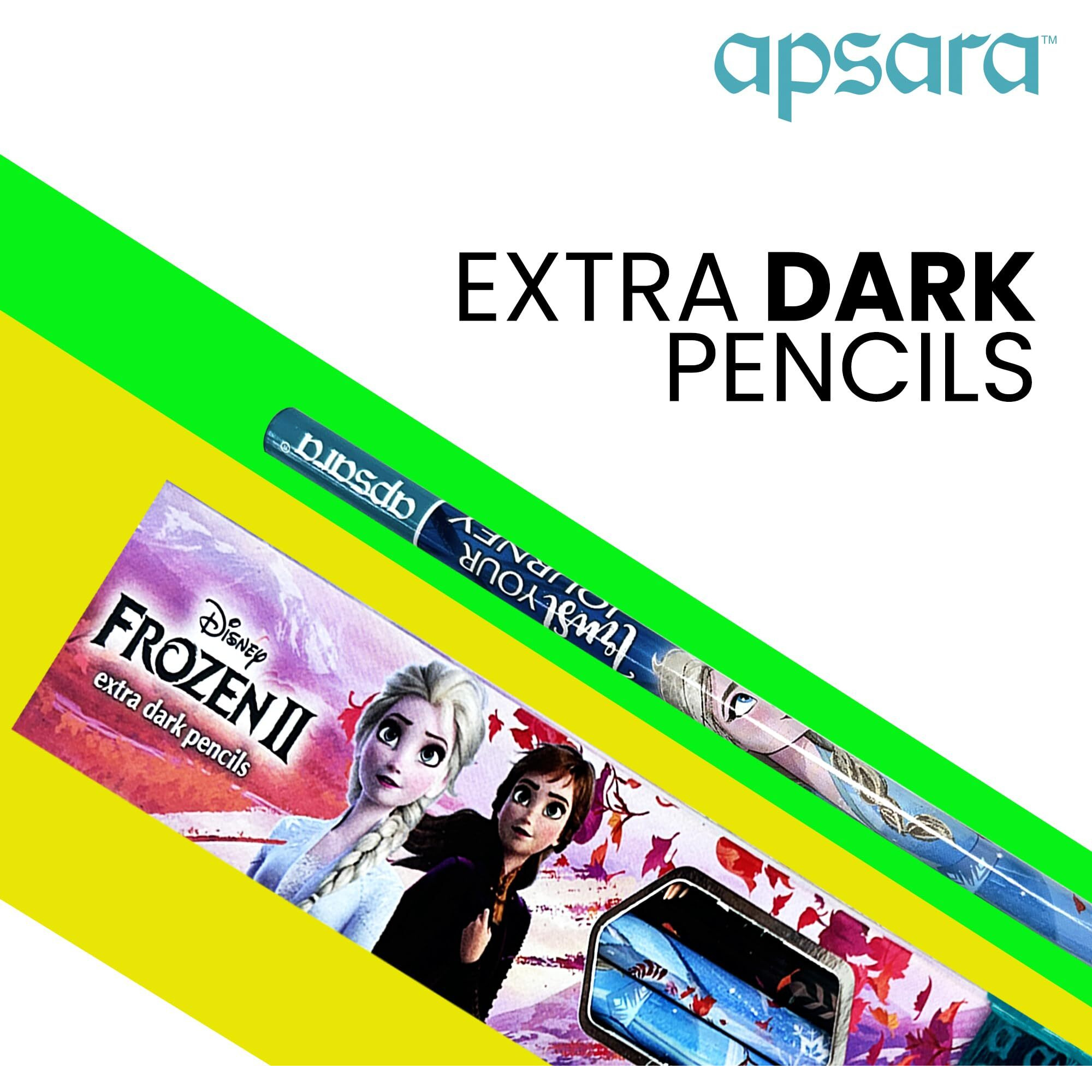 Apsara Disney Frozen-2 Pencils | Disney Pencils & Super Fun Pencils |Use For Kids, School & College Students | Extra Dark & Good Handwriting | Free Sharpener & Eraser (Pack Of 10)