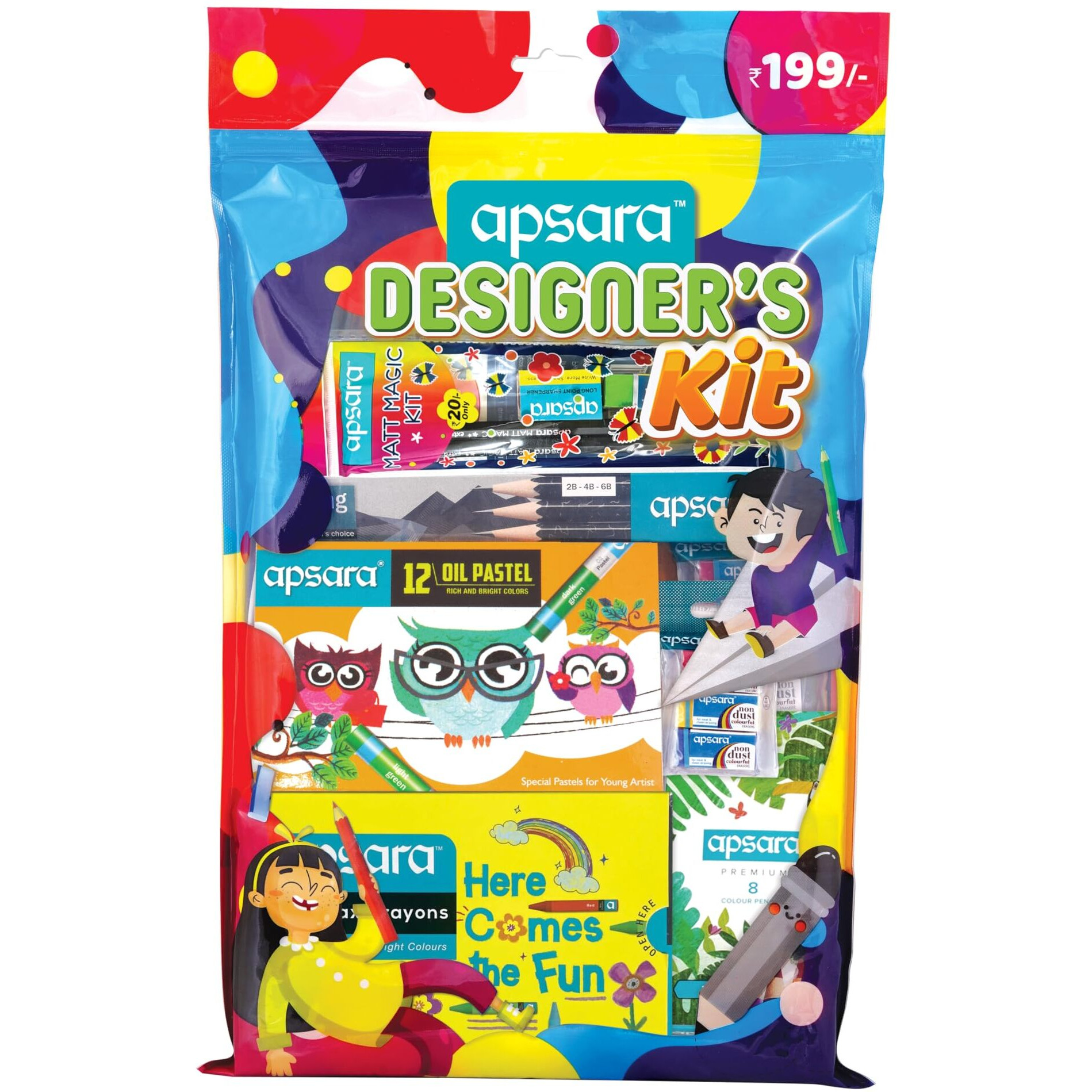 Apsara Wood Designer's Kit|Non-Toxic & Child Safe|Attractively Packaged|Ideal & Birthday Gift Pack|Drawing Kit For Artists|Kids Gifting Set|Complete Art Set|Fun Children's Gift|Pack Of 1, Blue