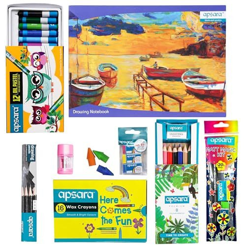 Apsara Wood Designer's Kit|Non-Toxic & Child Safe|Attractively Packaged|Ideal & Birthday Gift Pack|Drawing Kit For Artists|Kids Gifting Set|Complete Art Set|Fun Children's Gift|Pack Of 1, Blue
