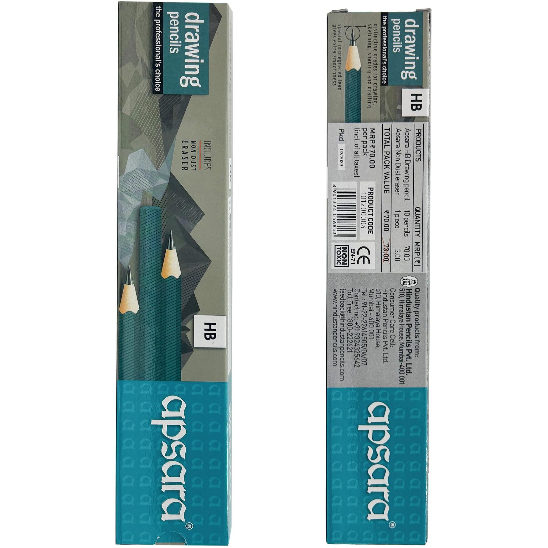 Apsara Drawing Hb Pencils, Graphite Art Drawing Pencil, Medium Hard, Break-Resistant Bonded Lead, Shading Pencils & Sketch Pencils For Beginners & Pro Artists (Pack Of 10)