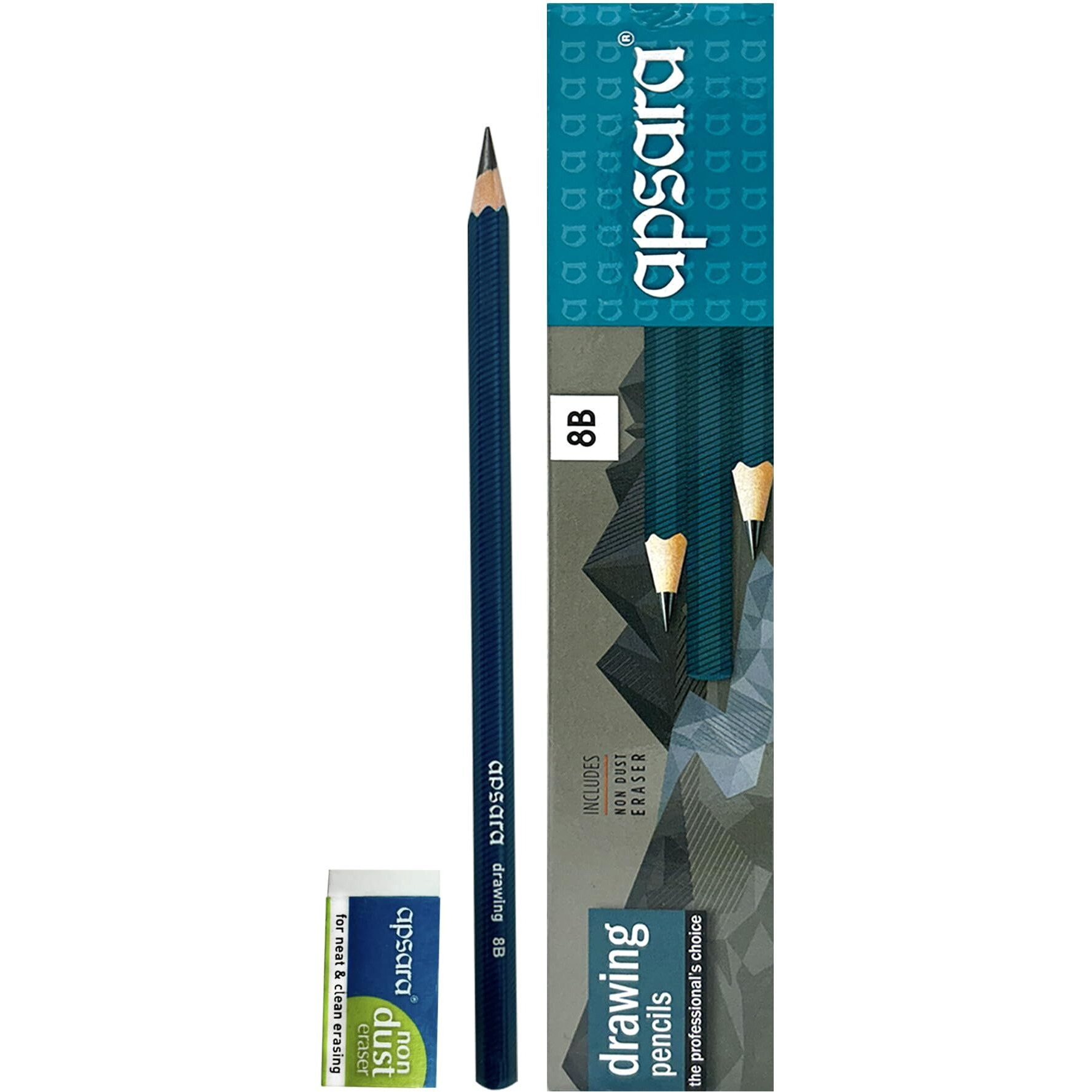 Apsara Drawing Pencils 8B, Special Impregnated Lead, Extra Smoothness While Using, Useful For Drawing, Sketching, Shading And Drafting, Superior Lead Quality (Pack Of 10), Ink Black