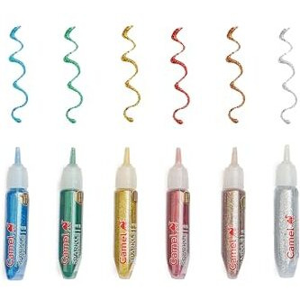 Camlin Camel Kokuyo Sparkle Color - 5Ml Each, 6 Shades, Assorted
