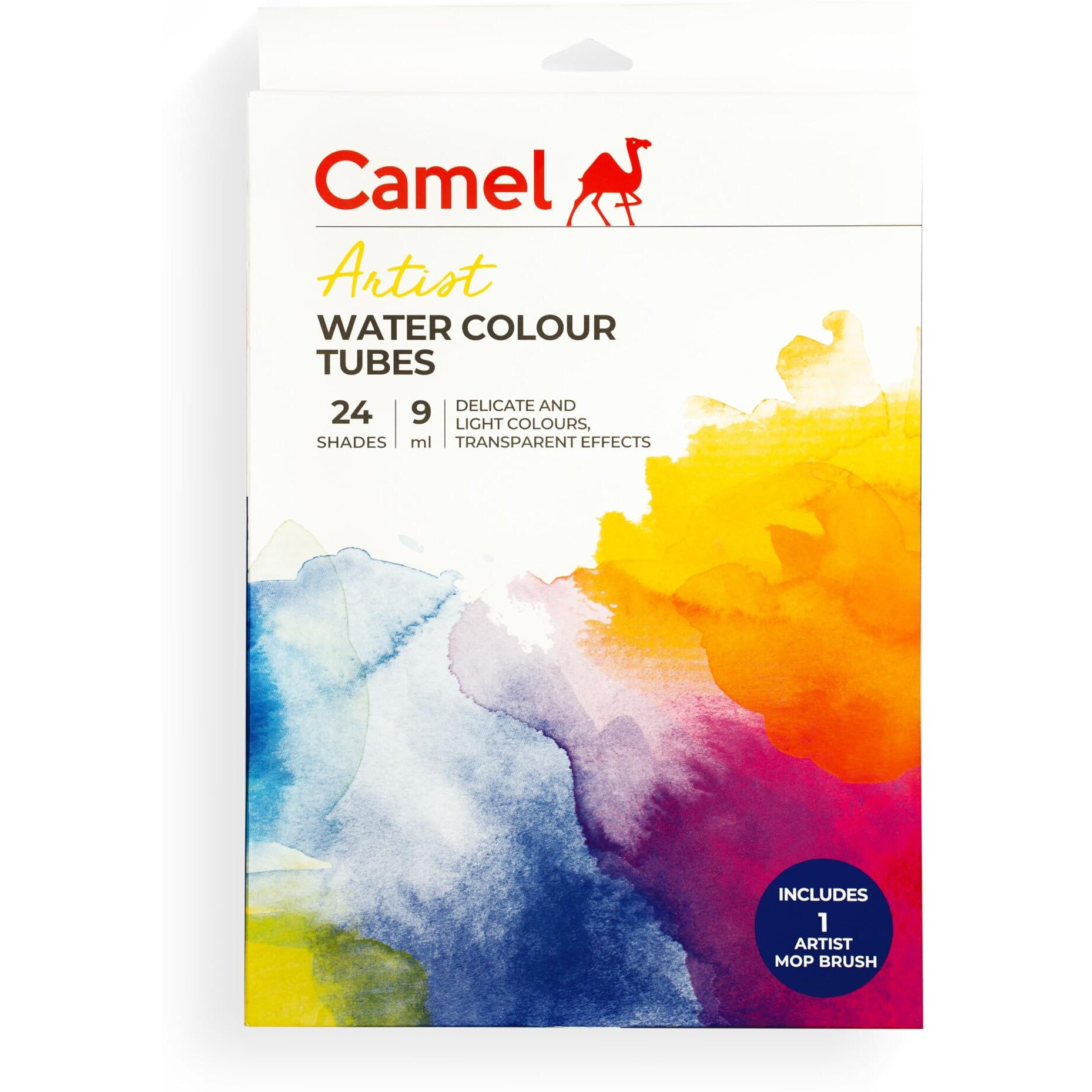 Camel Artist Watercolor Tube - 24 Shades (9Ml Each) | Vibrant Pigments For Rich Colors | Quick-Drying & Easy Blending | Perfect For Portraits, Landscapes & Florals | Multi Surface Use