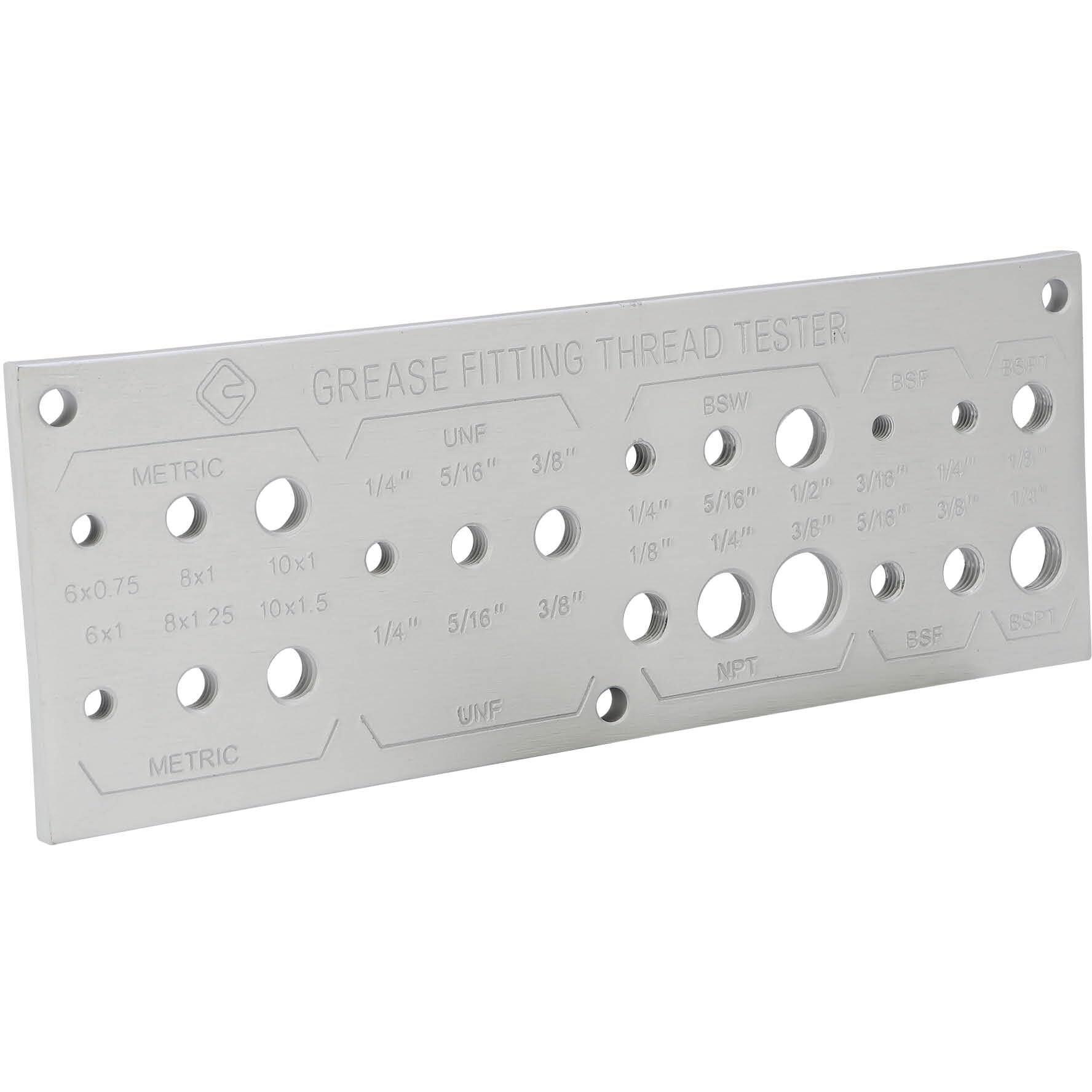 Groz Grease Fitting Thread Tester With Lightweight Aluminum Construction| Designed To Check 21 Most Popular Thread Types |Mount And Check| Tht/01