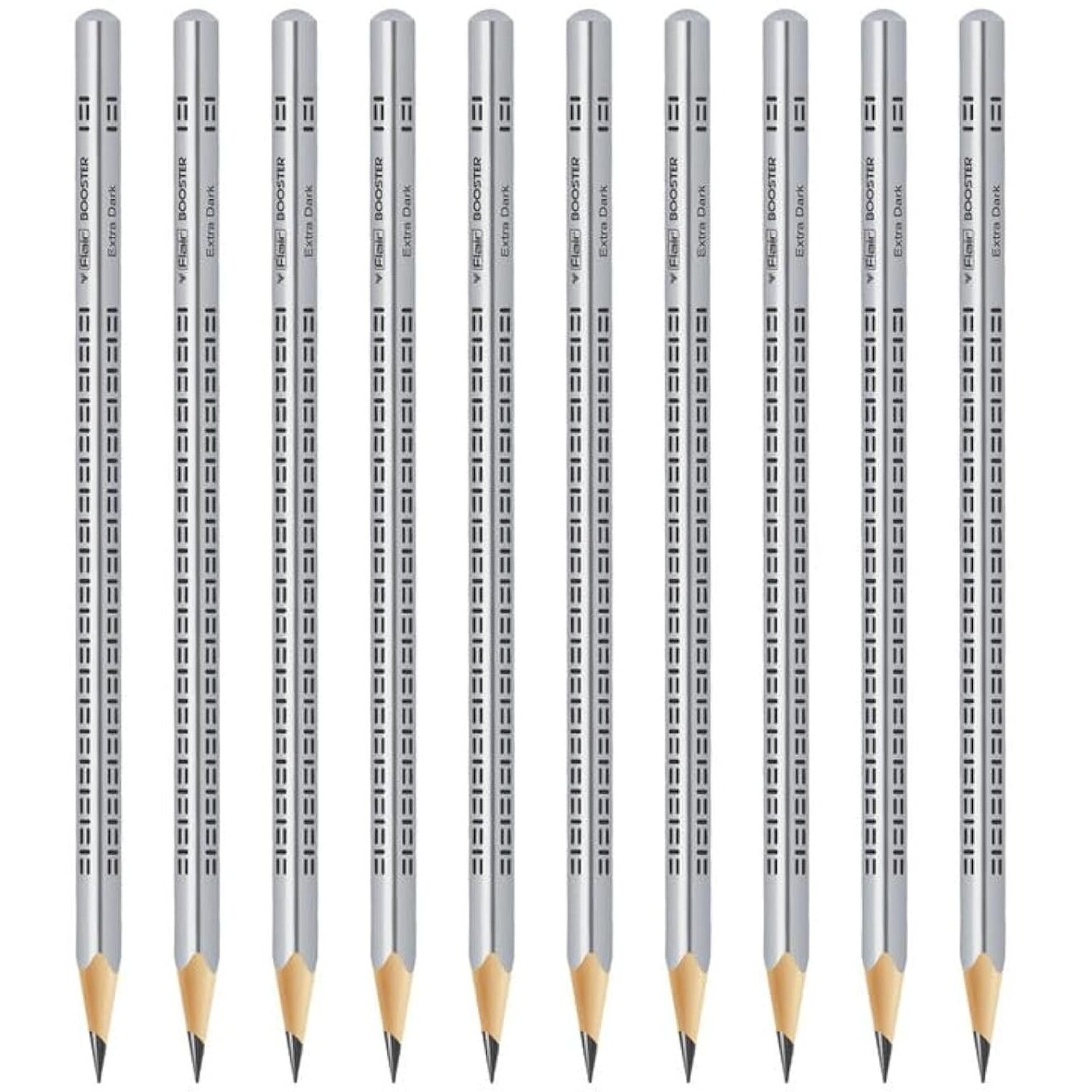 Flair Creative Series Booster 2B Extra Dark Graphite Triangular Pencil | Sharpener & Eraser Included In The Box | Pack Of 20 Pencils