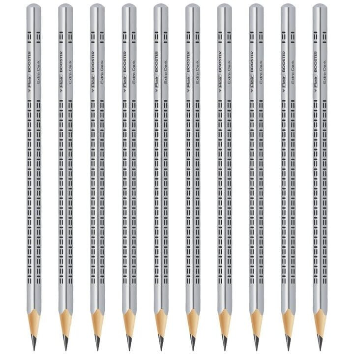 Flair Creative Series Booster 2B Extra Dark Graphite Triangular Pencil | Sharpener & Eraser Included In The Box | Pack Of 20 Pencils
