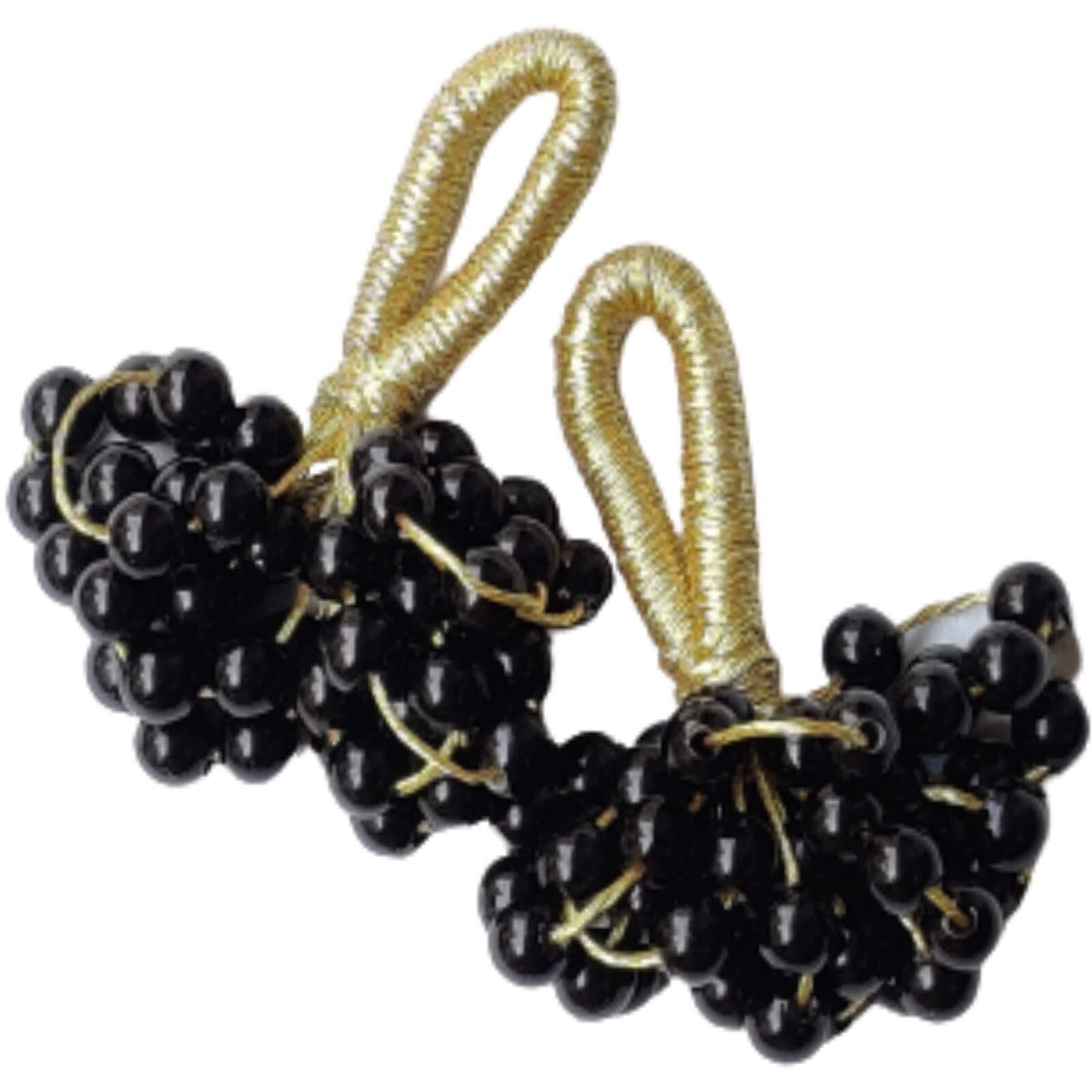 Paushak Boutique White & Black Beads Latkan (1 Set Golden 2 Piece & 1 Set Silver 2 Pieces)