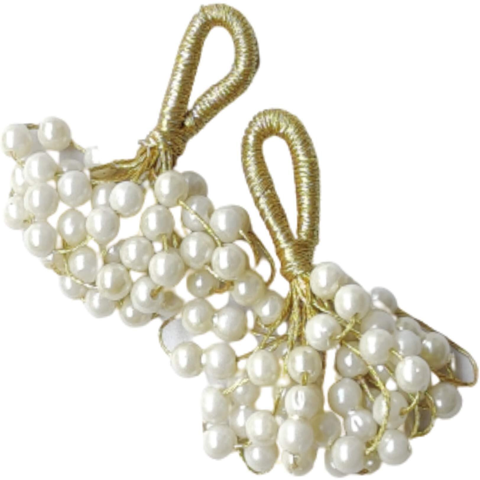 Paushak Boutique White & Black Beads Latkan (1 Set Golden 2 Piece & 1 Set Silver 2 Pieces)