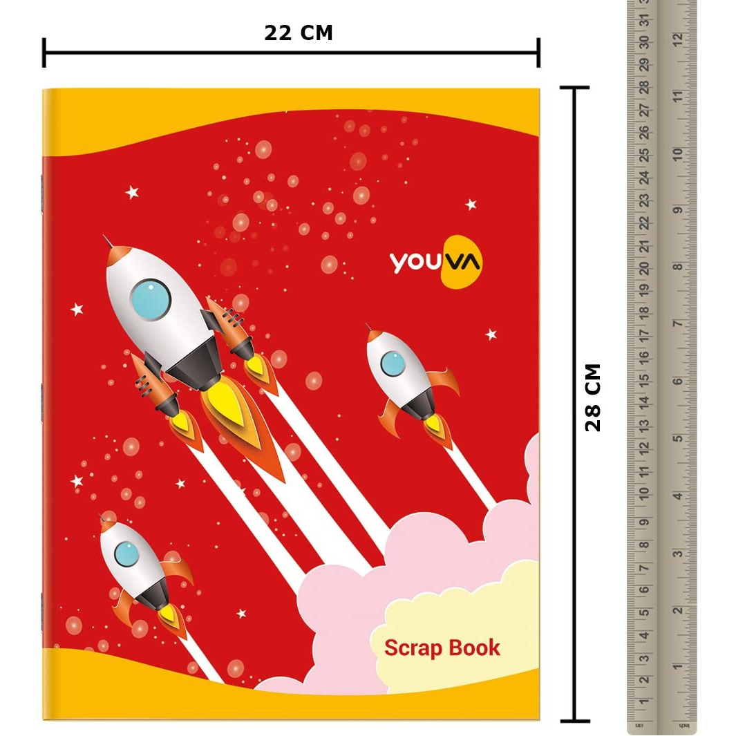 Youva Navneet | Scrap Book For Kids And Students | Soft Bound | 22Cm X 28Cm | Plain Colourful Paper Inside | 32 Pages | Pack Of 3
