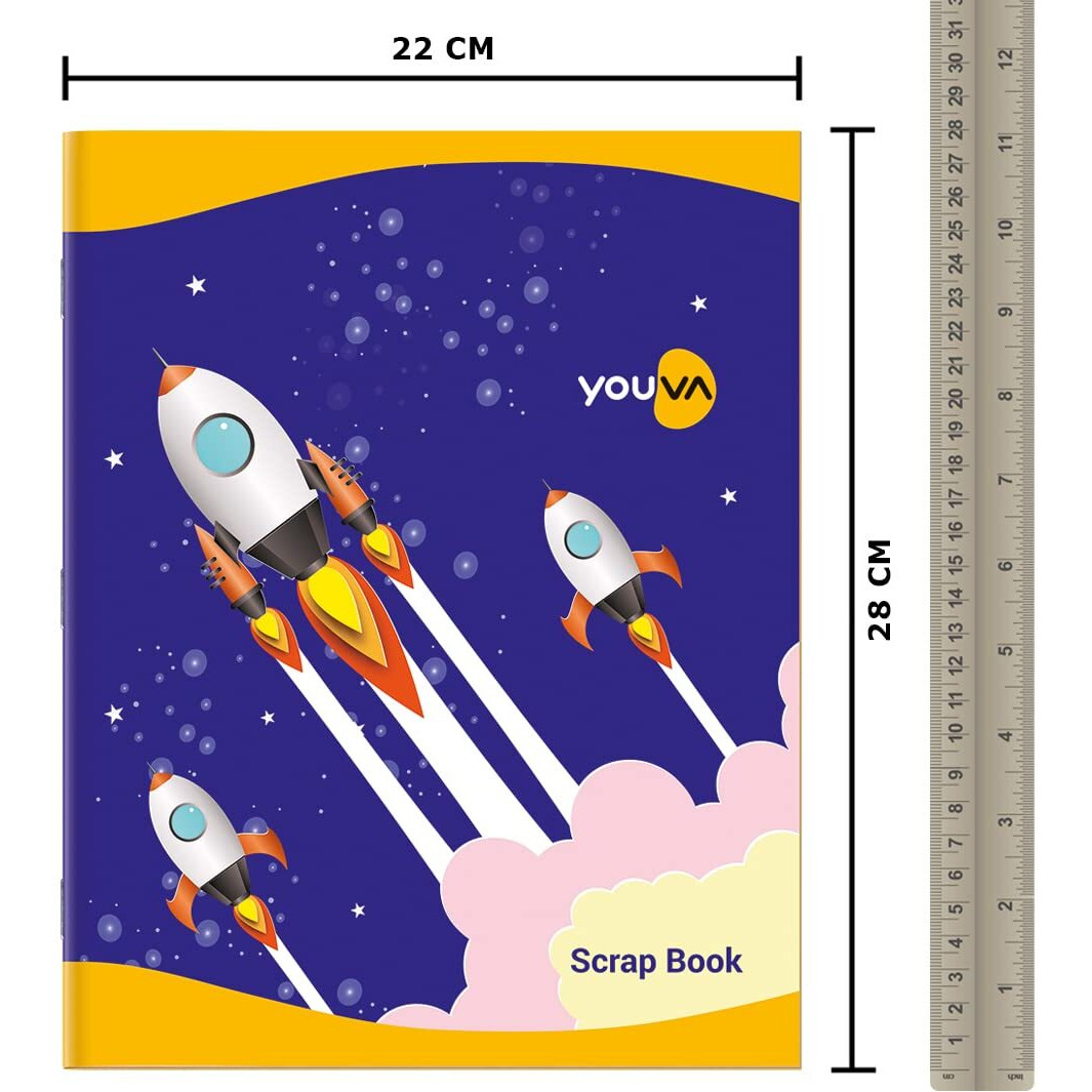 Navneet Youva | Scrap Book For Kids And Students | Soft Bound | 22Cm X 28Cm | Plain Colourful Paper Inside | 64 Pages