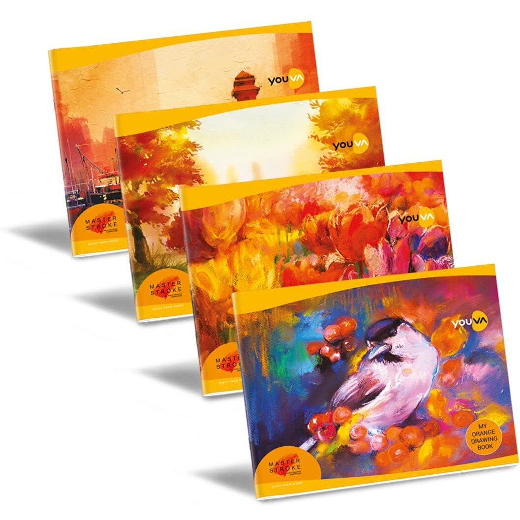 Navneet Youva | Orange Drawing Book For Students And Budding Artists| Big Size 27.5 Cm X 34.7 Cm | 56 Pages | Pack Of 2